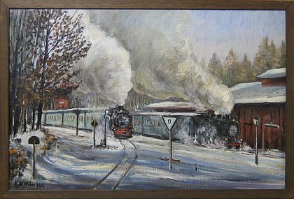 Doppelausfahrt aus dem Bahnhof Bertsdorf