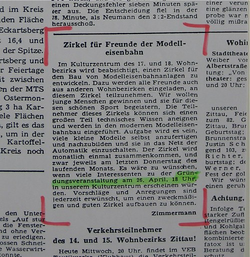 Zeitungsabschnitt aus der Sächsischen Zeitung vom 25. April 1962 Zeitungsabschnitt aus der Sächsischen Zeitung vom 25. April 1962