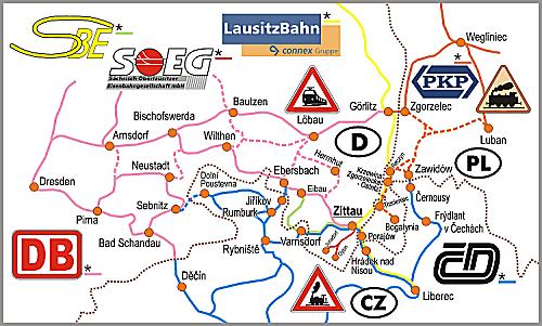 Bahnkarte der Umgebumg von Zittau / 2002 bis 2008